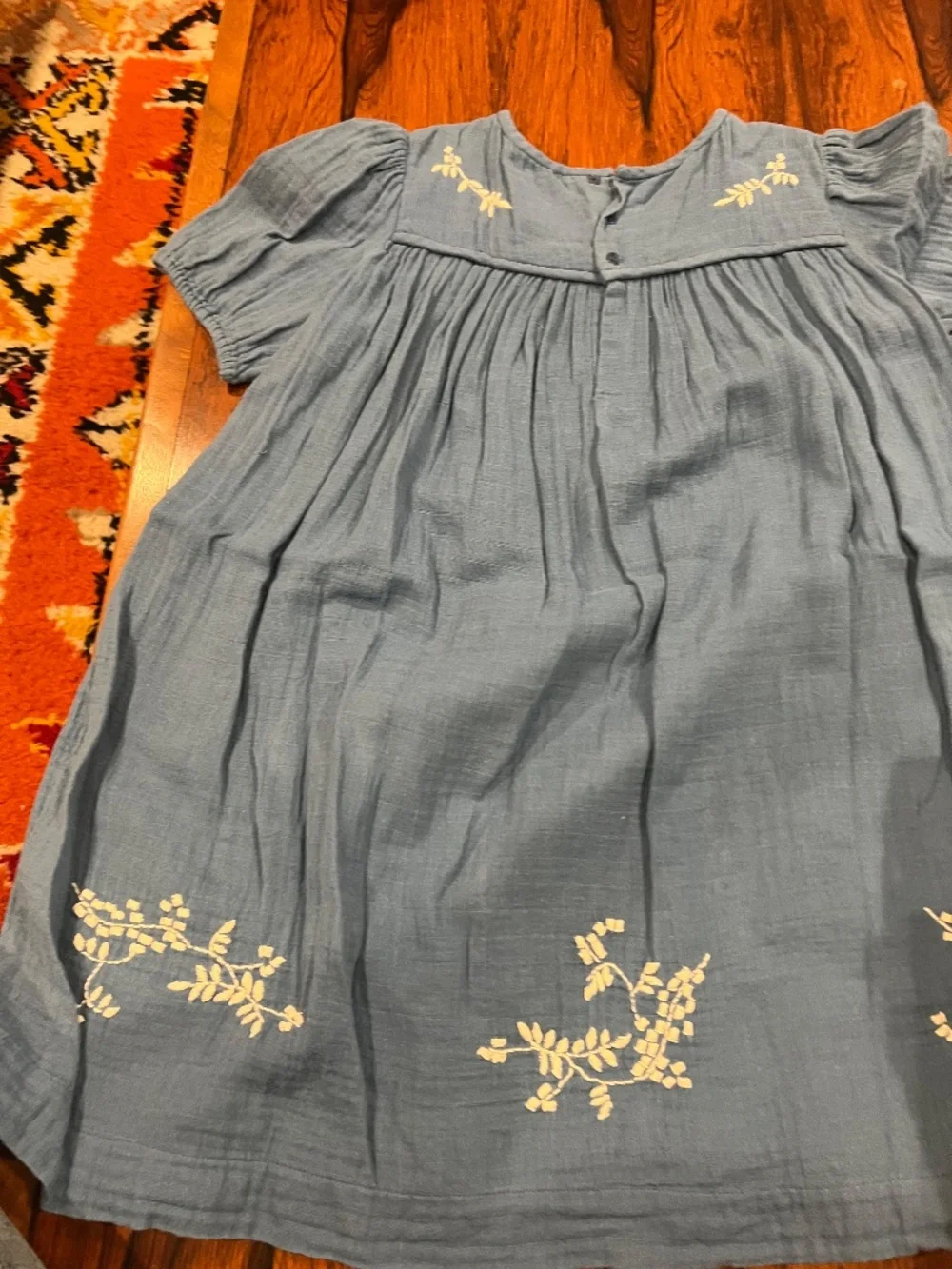 Bonpoint Blue Girls Dress Size 8 with Embroidered Detail